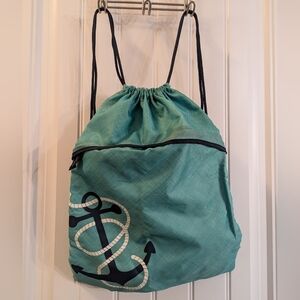 Thirty-One Nautical Teal Drawstring Bag